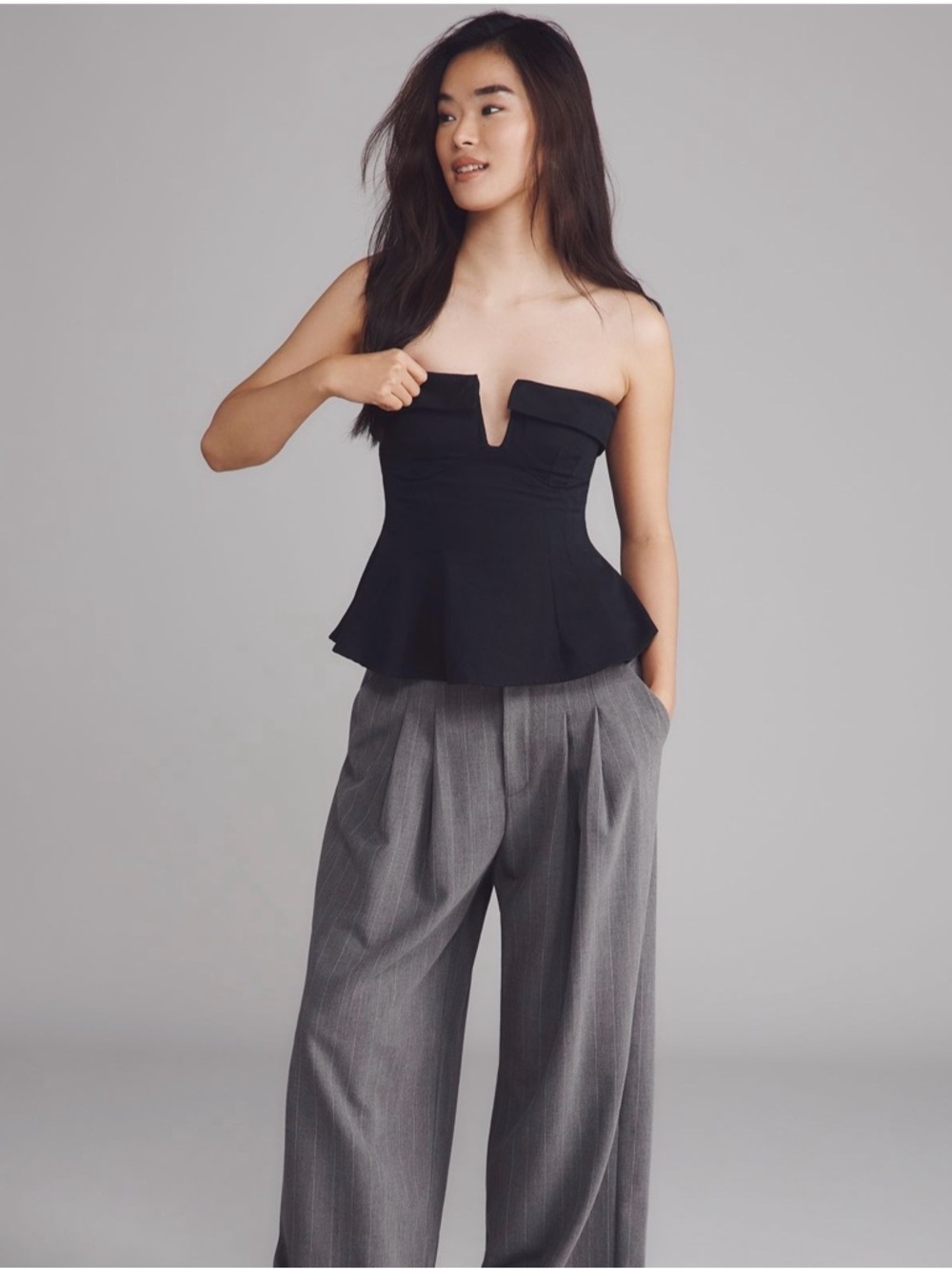 Anthropology Maeve Strapless Plunge Top